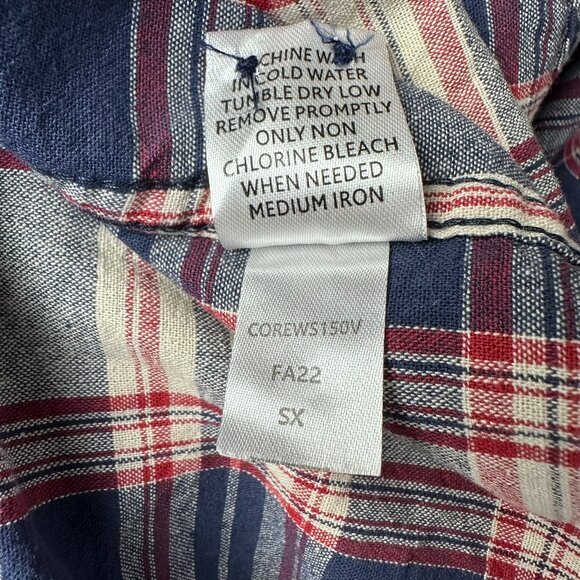 Flag & Anthem Men's Long Sleeve Cotton Western Plaid Shirt Size Medium, Navy/Red - Picture 11 of 13